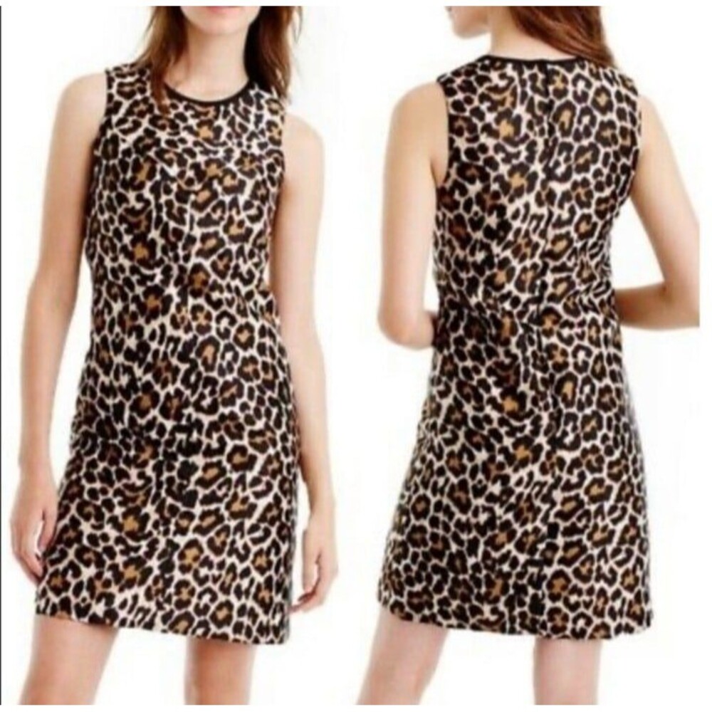 J. CREW leopard animal print sheath dress Modest sleeveless Brown Black Size 2 - Picture 8 of 8